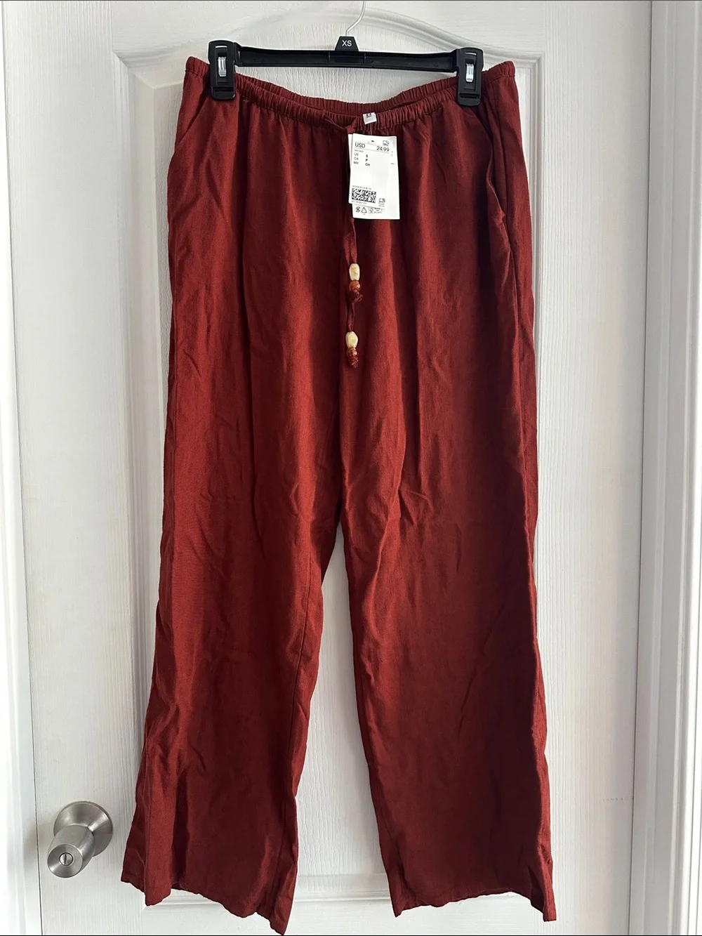 H&M Linen Blend Pants in Rust Color (NWT)